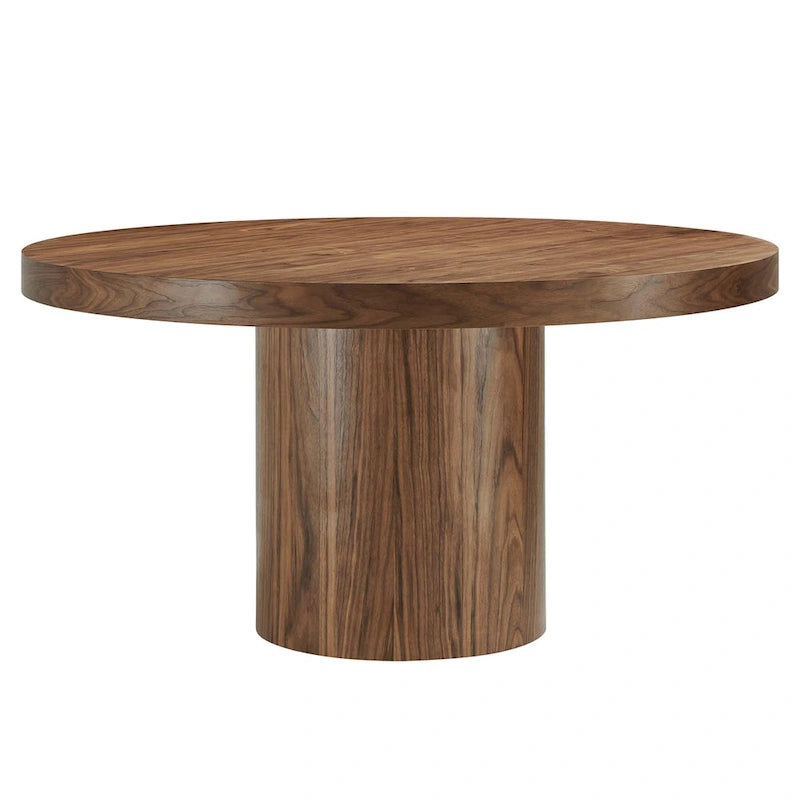 Round Wood Grain Dining Table with Seating for Six