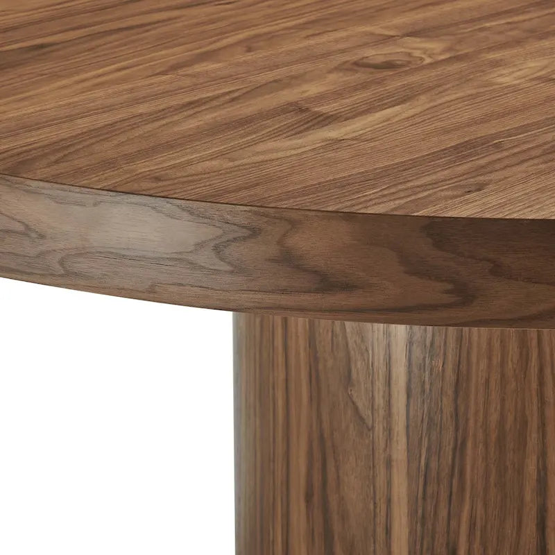 Round Wood Grain Dining Table with Seating for Six