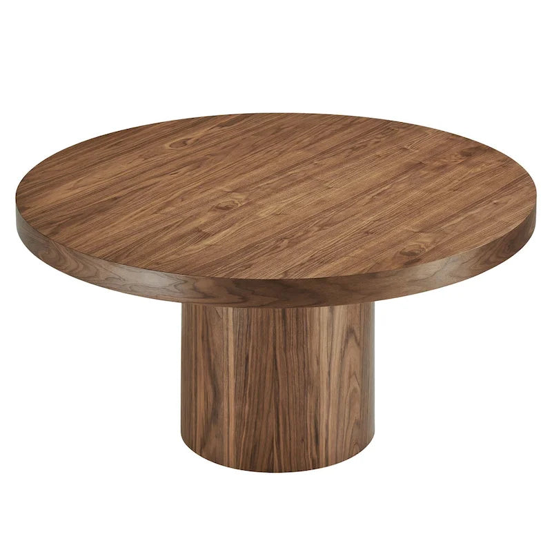 Round Wood Grain Dining Table with Seating for Six
