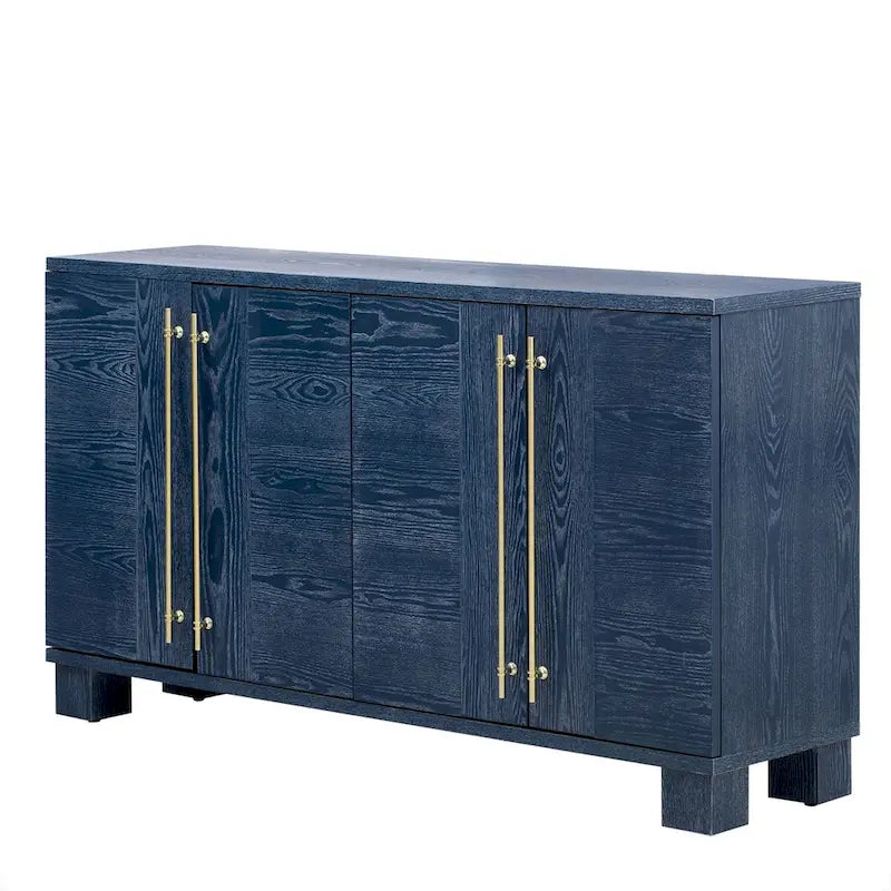 Traditional Ash Wood Sideboard with Adjustable Shelves and Gold-Tone Handles