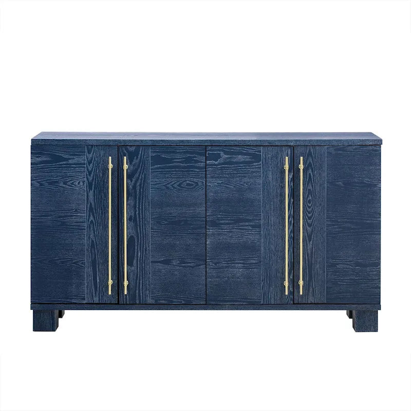 Traditional Ash Wood Sideboard with Adjustable Shelves and Gold-Tone Handles