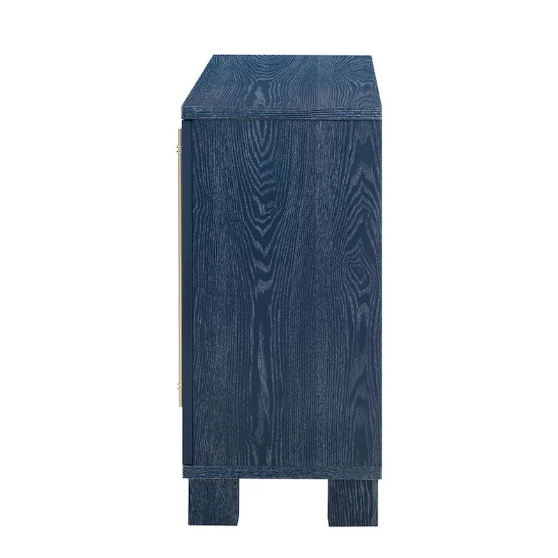 Traditional Ash Wood Sideboard with Adjustable Shelves and Gold-Tone Handles