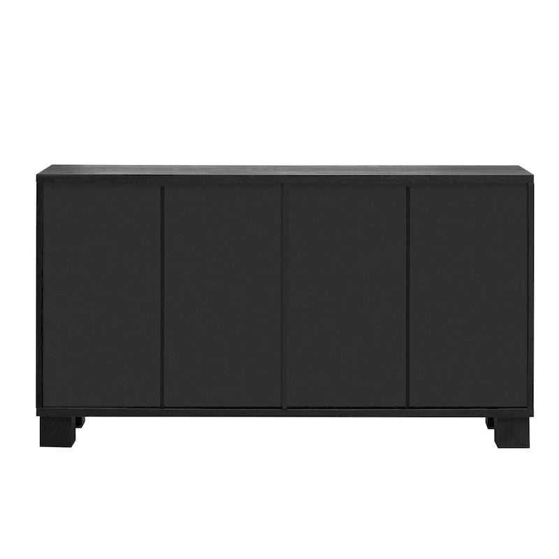 Traditional Ash Wood Sideboard with Adjustable Shelves and Gold-Tone Handles