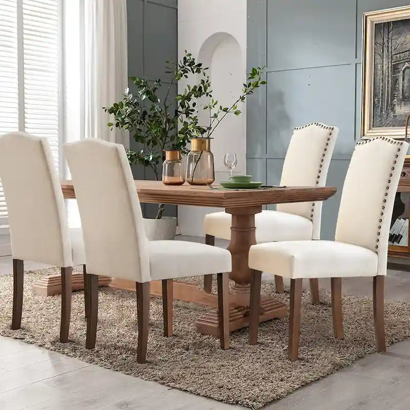 Mid-Century Upholstered Dining Chair with Contoured Back and Steel Legs