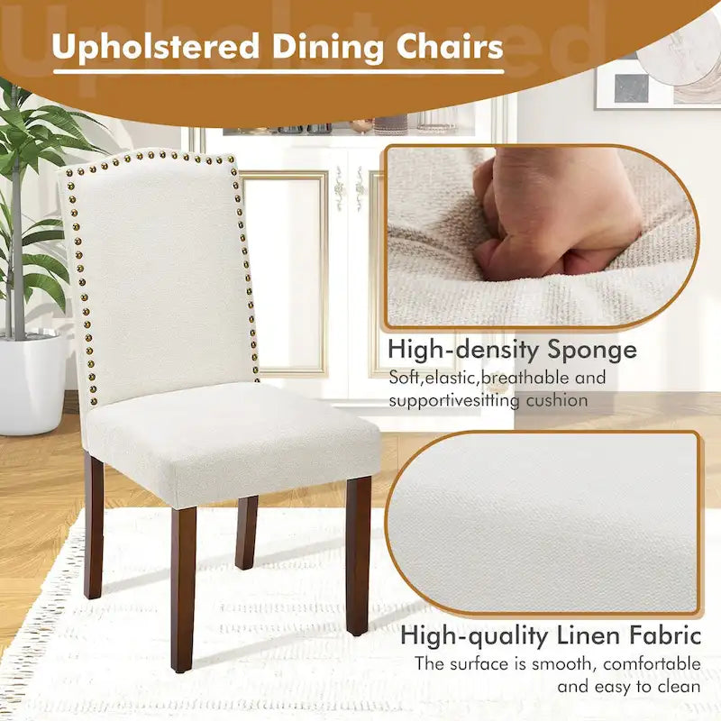 Mid-Century Upholstered Dining Chair with Contoured Back and Steel Legs