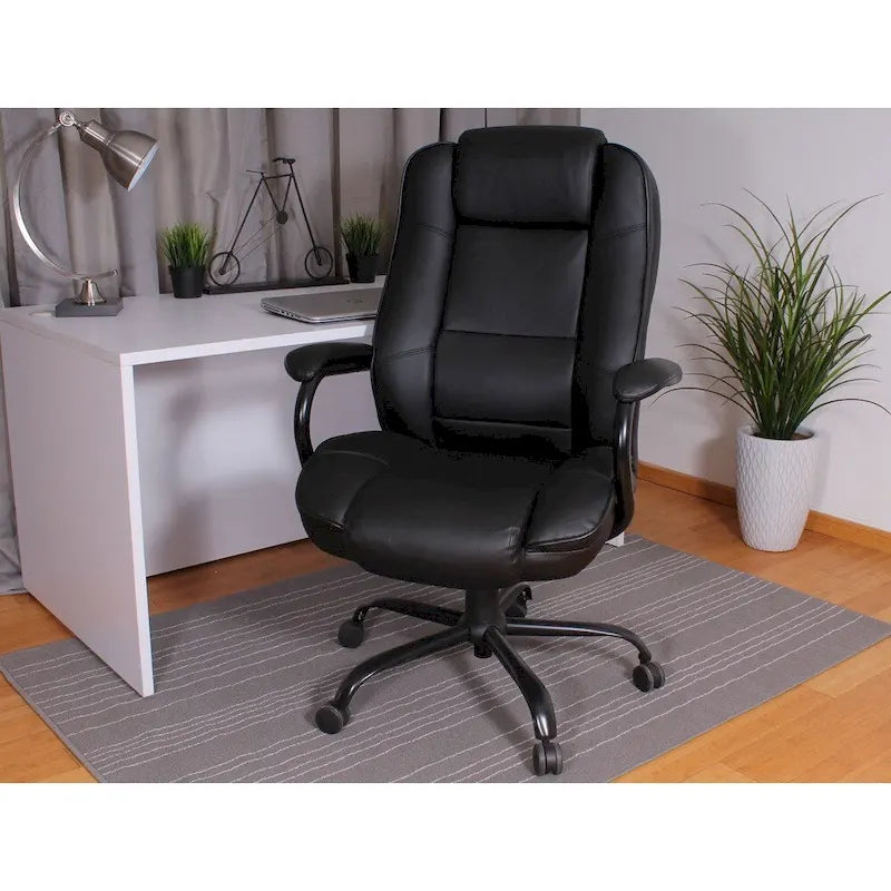 Black Executive Office Chair with Lumbar Support and Adjustable Tilt