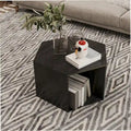Modern Hexagonal Coffee Table with Open Storage and MDF Construction