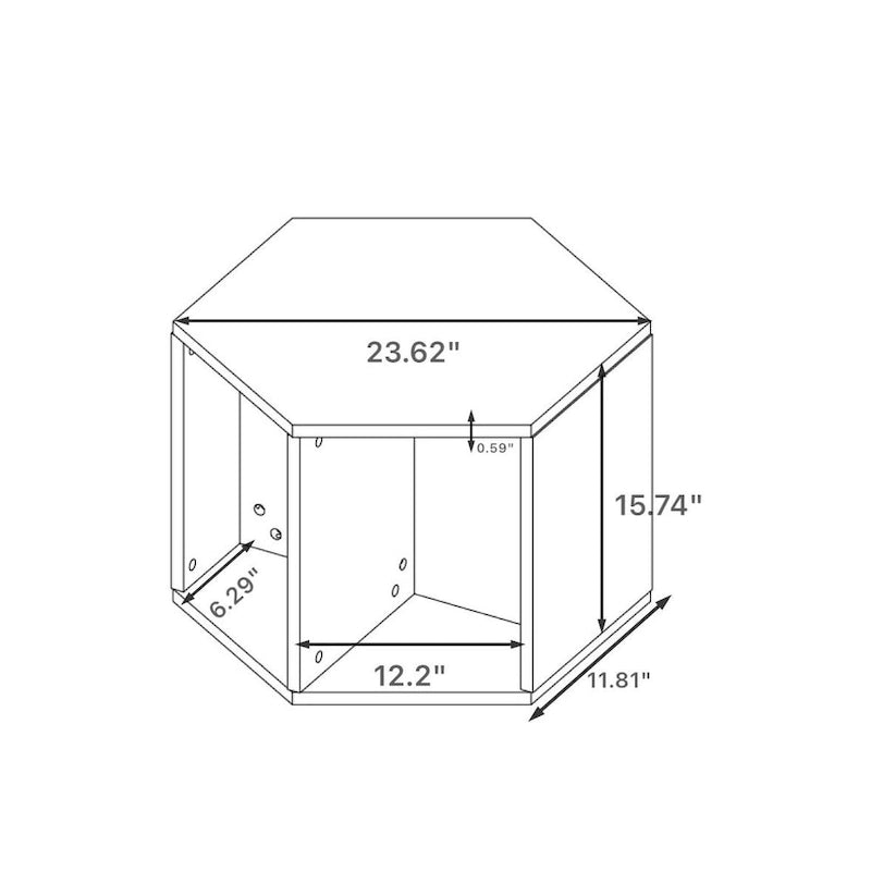 Modern Hexagonal Coffee Table with Open Storage and MDF Construction