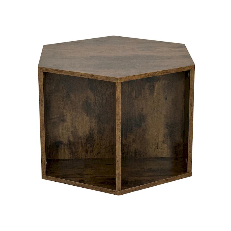 Modern Hexagonal Coffee Table with Open Storage and MDF Construction