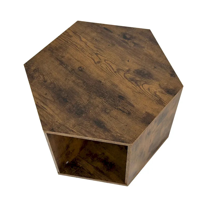 Modern Hexagonal Coffee Table with Open Storage and MDF Construction