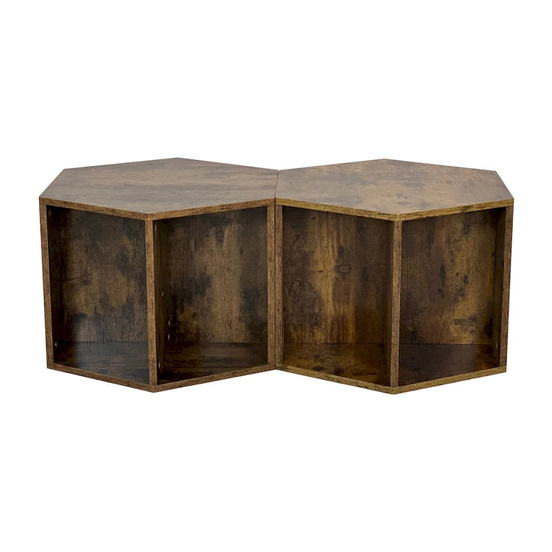 Modern Hexagonal Coffee Table with Open Storage and MDF Construction
