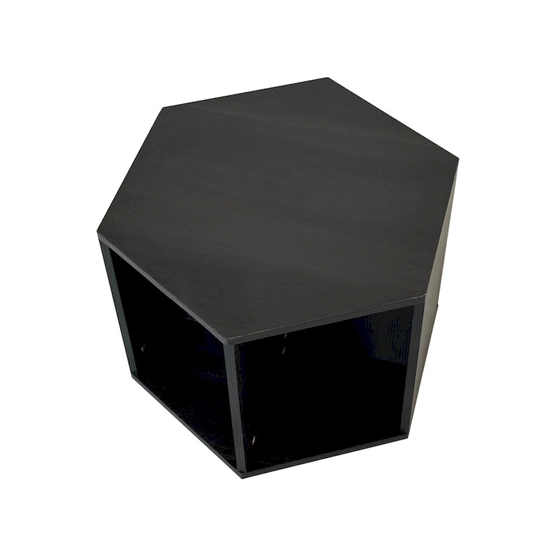 Modern Hexagonal Coffee Table with Open Storage and MDF Construction