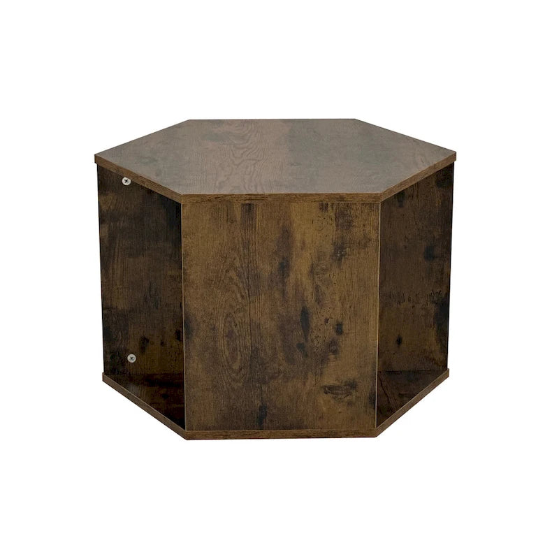 Modern Hexagonal Coffee Table with Open Storage and MDF Construction