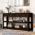 Modern Console Table with Four Drawers and Open Shelves for Entryways
