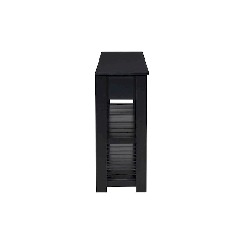 Modern Console Table with Four Drawers and Open Shelves for Entryways