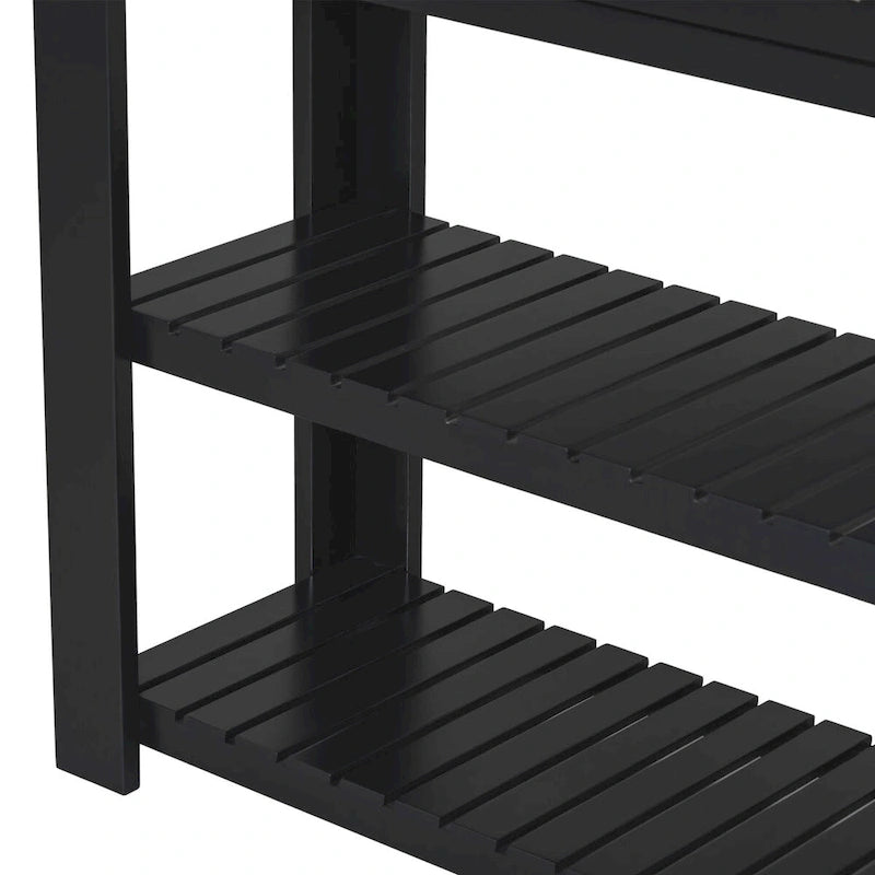 Modern Console Table with Four Drawers and Open Shelves for Entryways