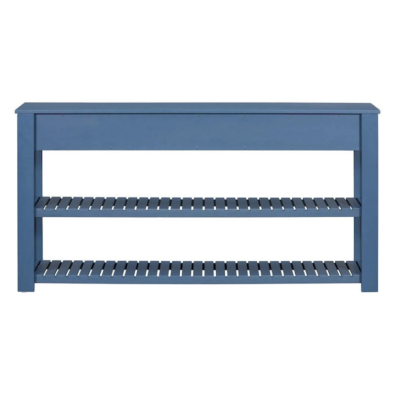 Modern Console Table with Four Drawers and Open Shelves for Entryways