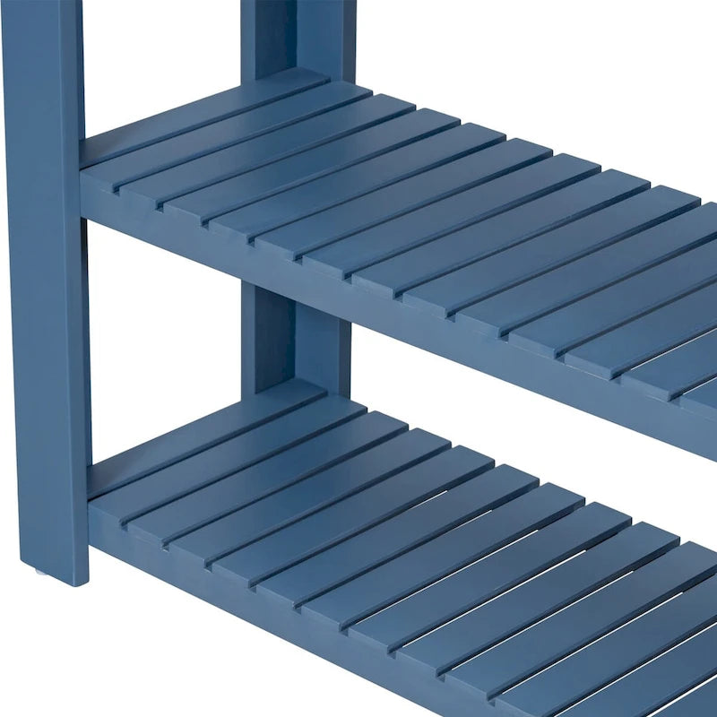Modern Console Table with Four Drawers and Open Shelves for Entryways