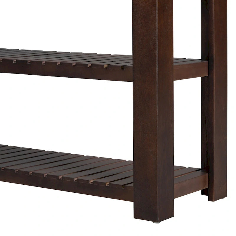 Modern Console Table with Four Drawers and Open Shelves for Entryways