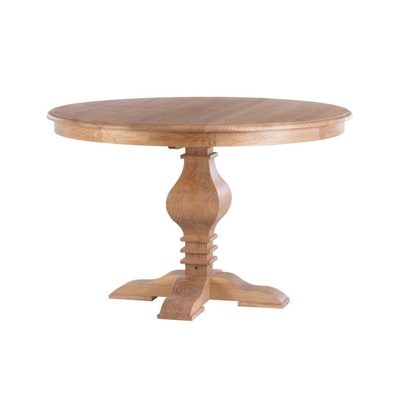 Rustic Honey Round Pine Dining Table with Pedestal Base for Four