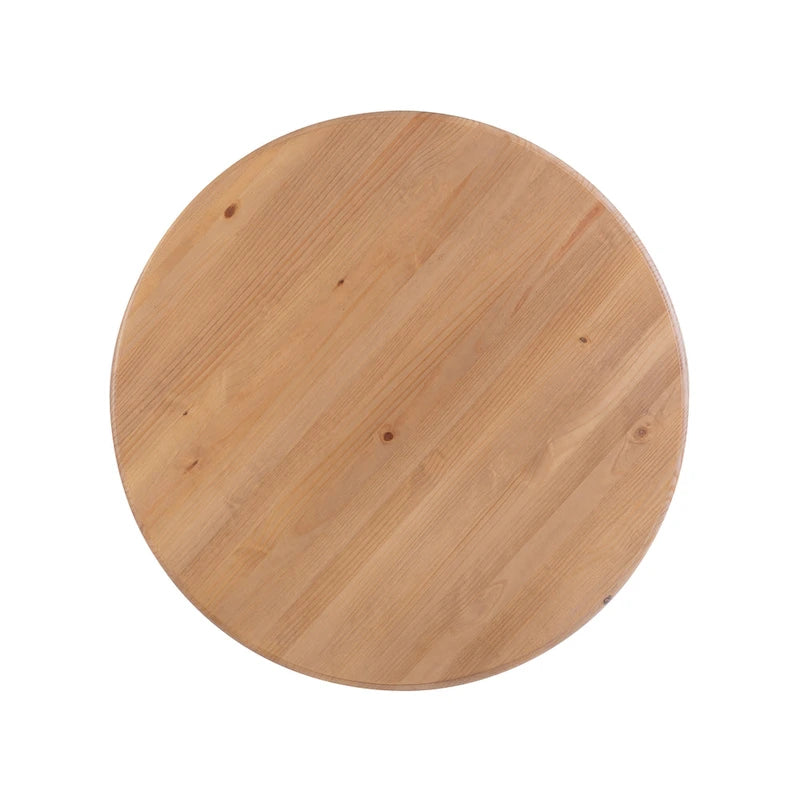 Rustic Honey Round Pine Dining Table with Pedestal Base for Four