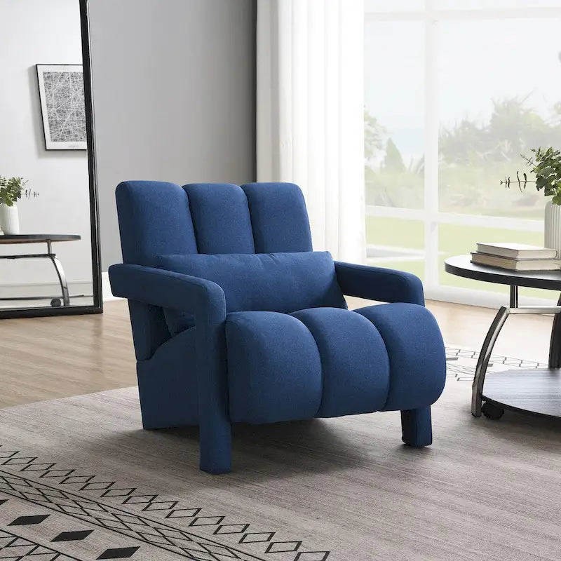 Linen Upholstered Accent Chair with Pillow for Living Rooms