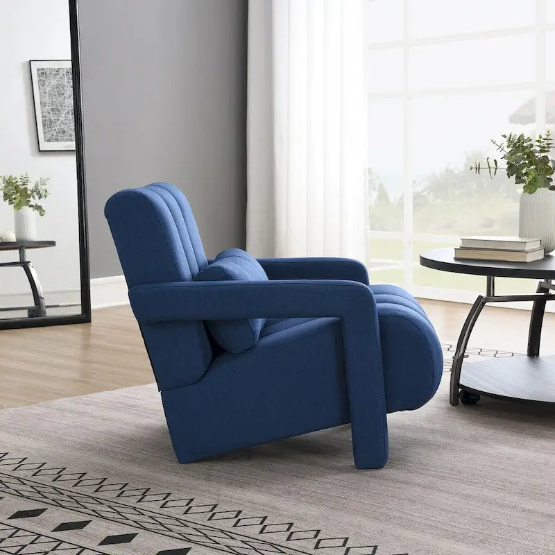 Linen Upholstered Accent Chair with Pillow for Living Rooms