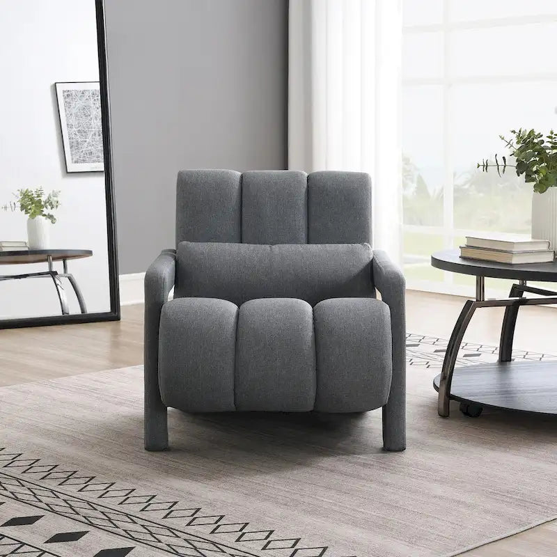 Linen Upholstered Accent Chair with Pillow for Living Rooms