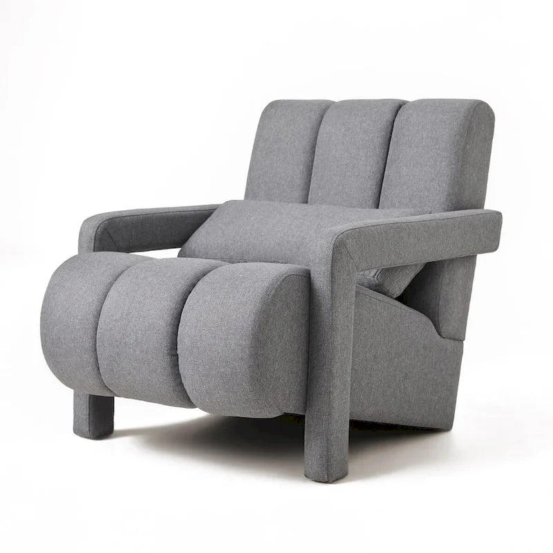 Linen Upholstered Accent Chair with Pillow for Living Rooms