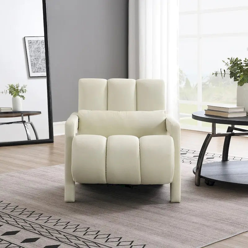 Linen Upholstered Accent Chair with Pillow for Living Rooms