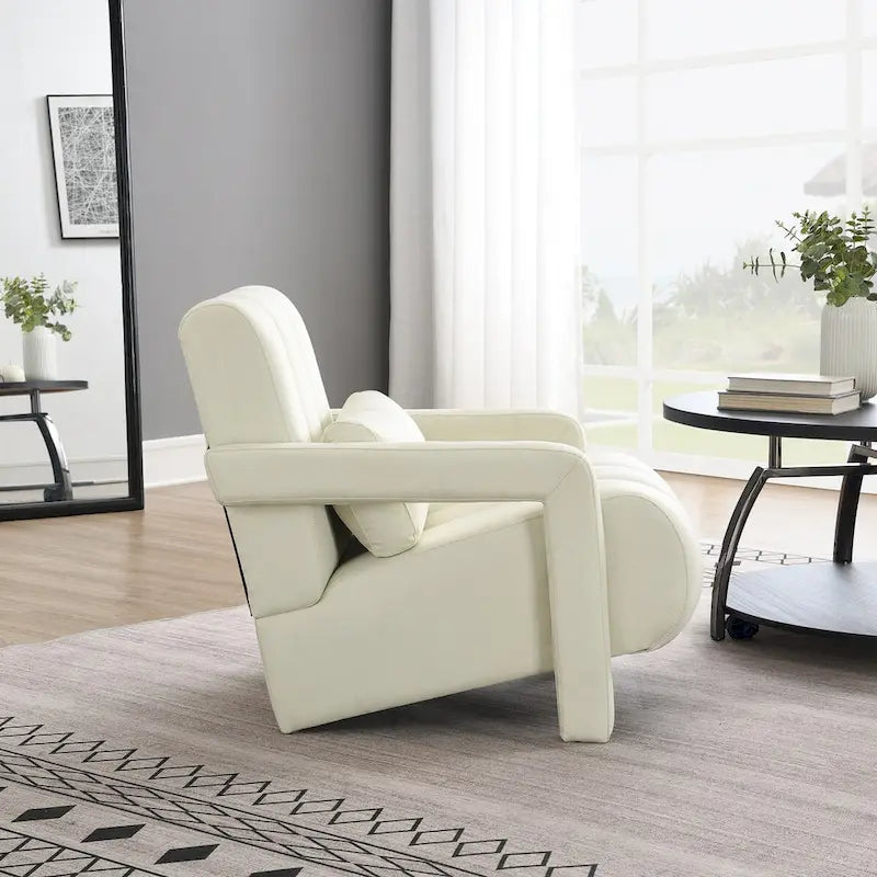 Linen Upholstered Accent Chair with Pillow for Living Rooms