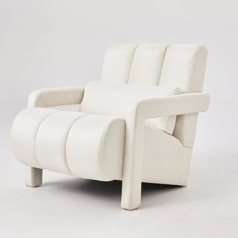 Linen Upholstered Accent Chair with Pillow for Living Rooms
