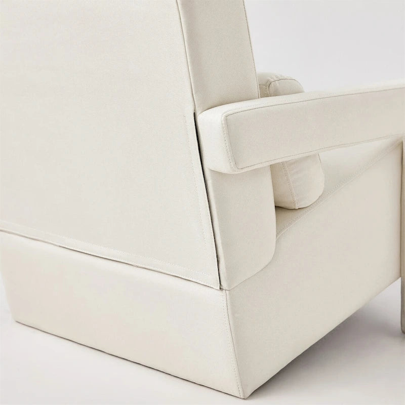 Linen Upholstered Accent Chair with Pillow for Living Rooms