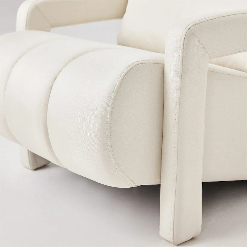 Linen Upholstered Accent Chair with Pillow for Living Rooms