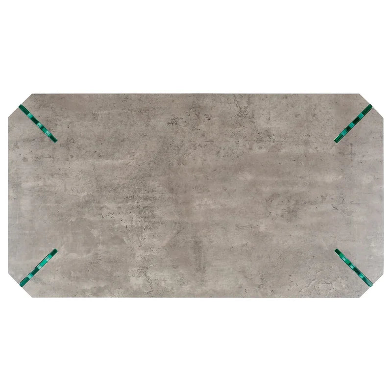 Rectangular Coffee Table with Light Concrete Finish and Glass Legs