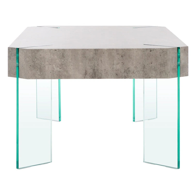 Rectangular Coffee Table with Light Concrete Finish and Glass Legs