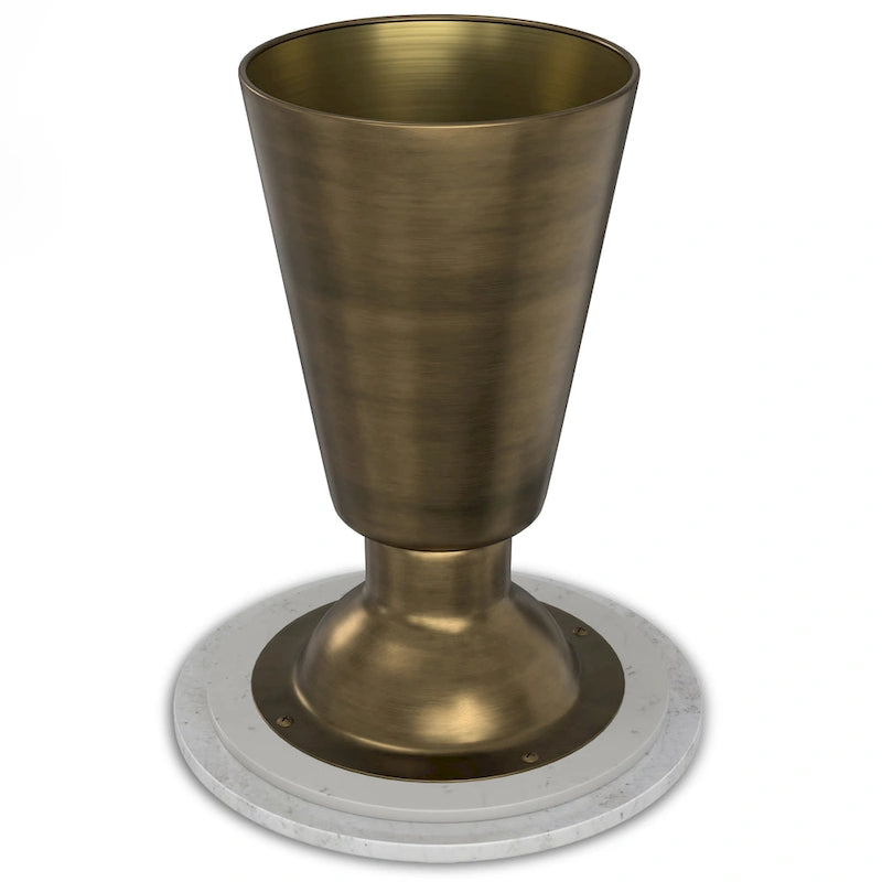 Round White Marble Side Table with Antique Brass Metal Base