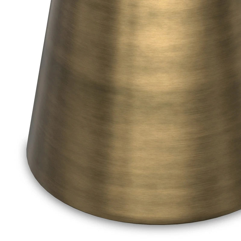 Round White Marble Side Table with Antique Brass Metal Base