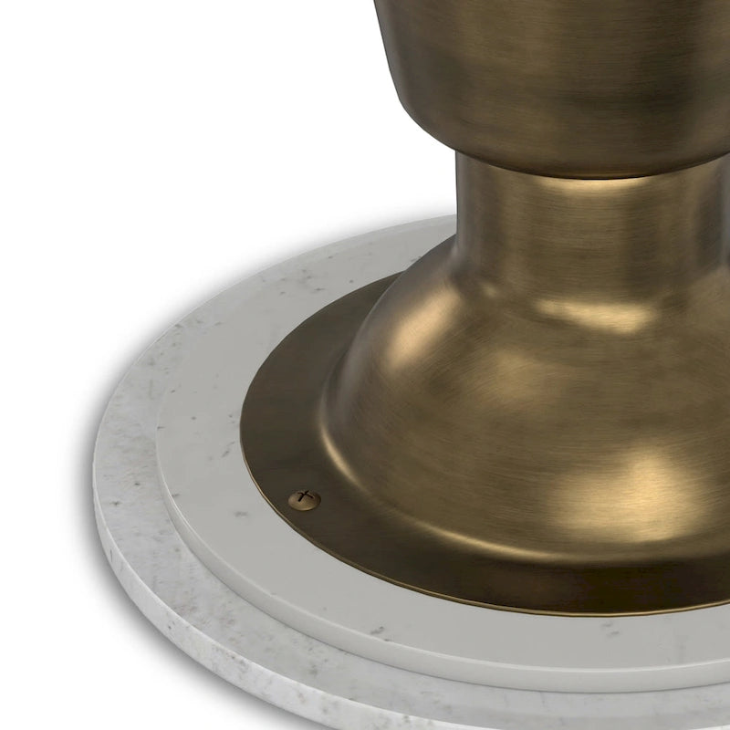 Round White Marble Side Table with Antique Brass Metal Base